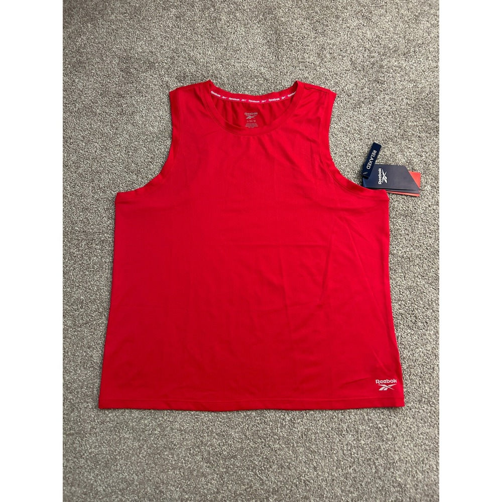 Activewear Reebok Weightless Mesh Tank Womens L Red New Relaxed Sleeveless Top
